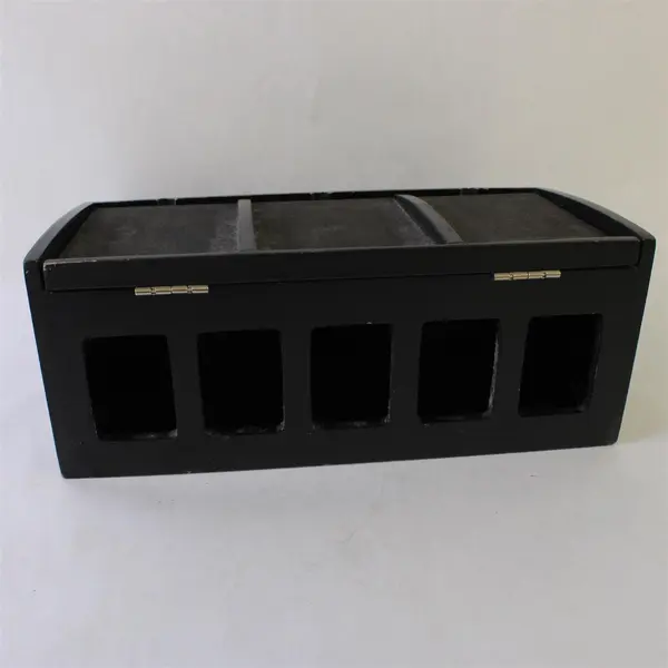 Black Wooden Charging Station Power Strip Organizer FLAWED