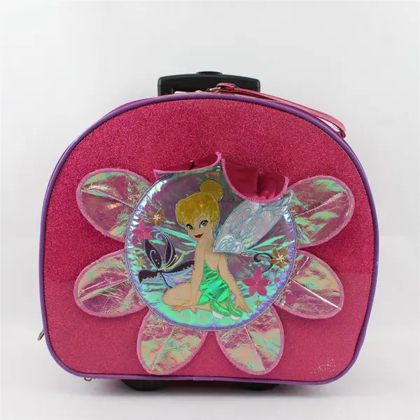 Disney Store Tinkerbell Pink Sparkly Rolling Suitcase Luggage