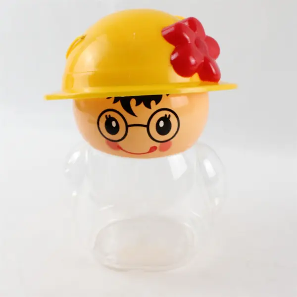 Cute Cartoon Girl in Hat Plastic Coin Bank 10" FLAWED