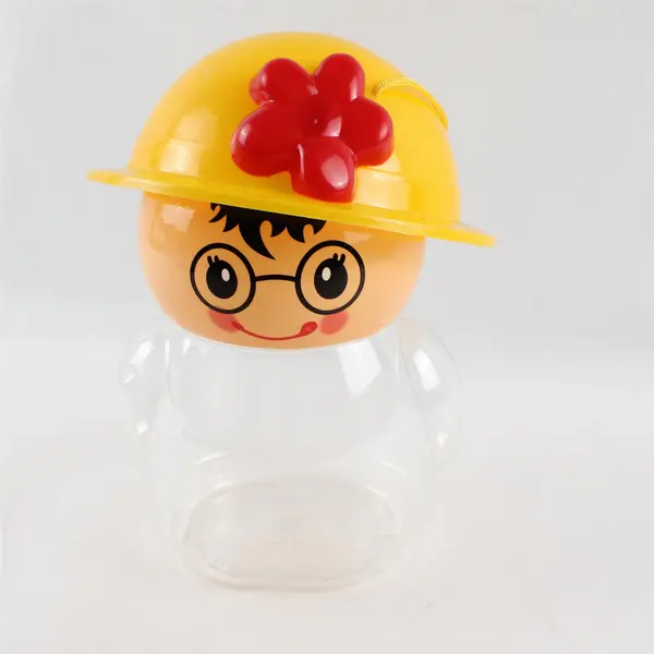 Cute Cartoon Girl in Hat Plastic Coin Bank 10" FLAWED