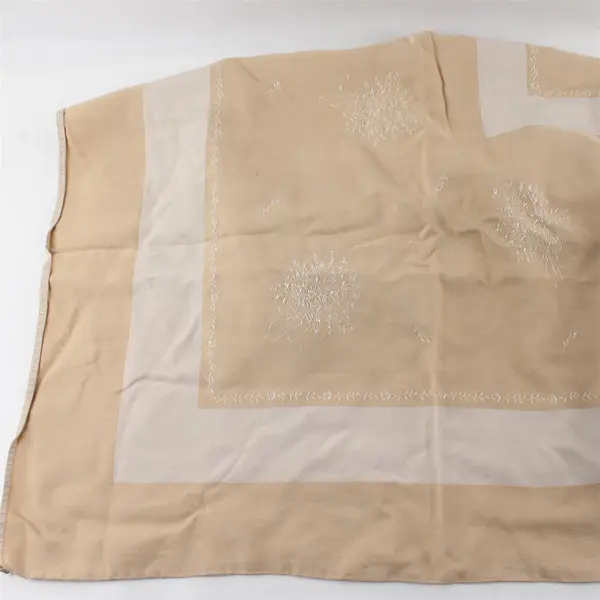 Floral Bouquet Embroidered Beige Rectangular Tablecloth 45" x 62"