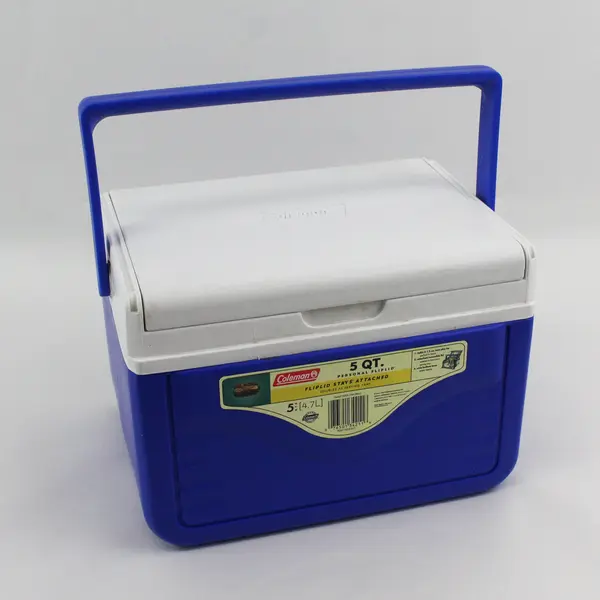 Vintage COLEMAN 5QT Personal Cooler Blue/White #5205 Flip Top Lunch Box USA 2001