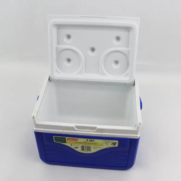 Vintage COLEMAN 5QT Personal Cooler Blue/White #5205 Flip Top Lunch Box USA 2001