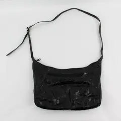 Vintage Unbranded Black Shiny Genuine Eel Skin Shoulder Purse - Made in Korea