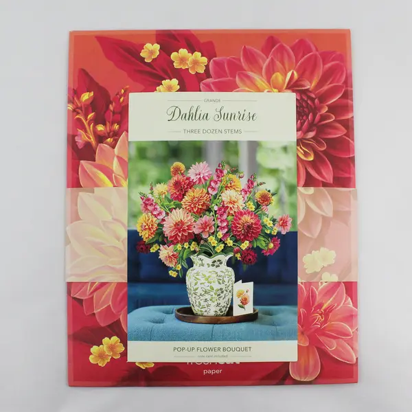 UNUSED Fresh Cut Paper Grande Dahlia Sunrise - Pop-Up Flower Bouquet