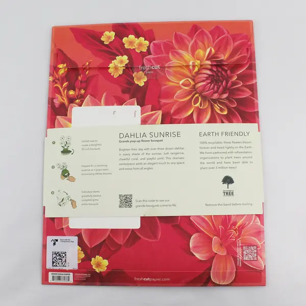UNUSED Fresh Cut Paper Grande Dahlia Sunrise - Pop-Up Flower Bouquet