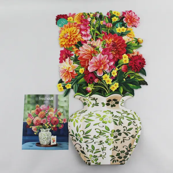 UNUSED Fresh Cut Paper Grande Dahlia Sunrise - Pop-Up Flower Bouquet