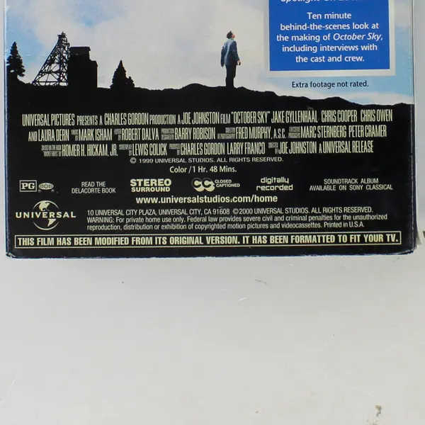 October Sky VHS 2000 Universal Based on a True Story