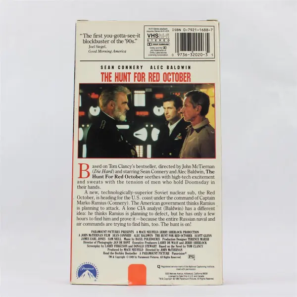 The Hunt for Red October VHS 1990 Sean Connery Alec Baldwin