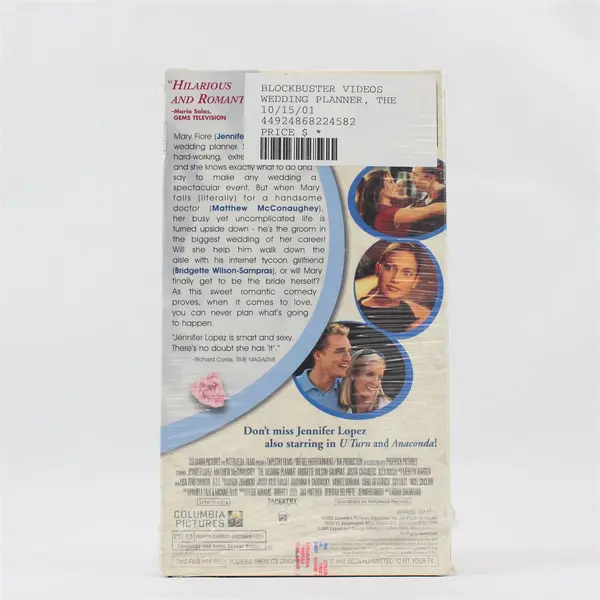 The Wedding Planner VHS 2001 Columbia Pictures Jennifer Lopez