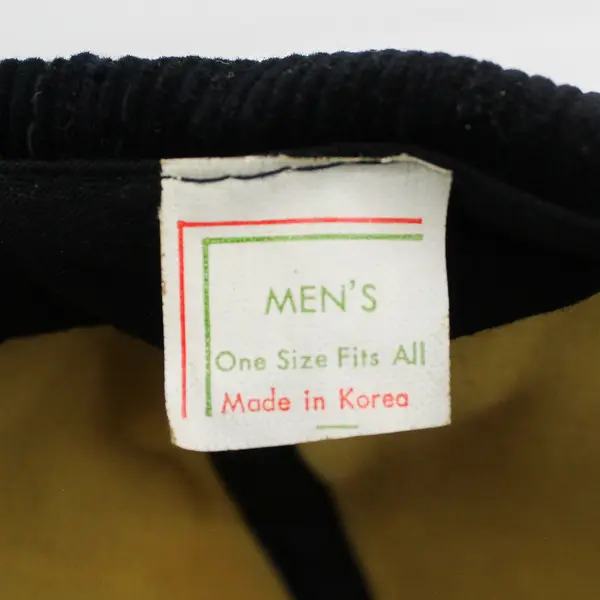 Vtg Men's One Size Black Corduroy Adjustable Cap - Made in Korea