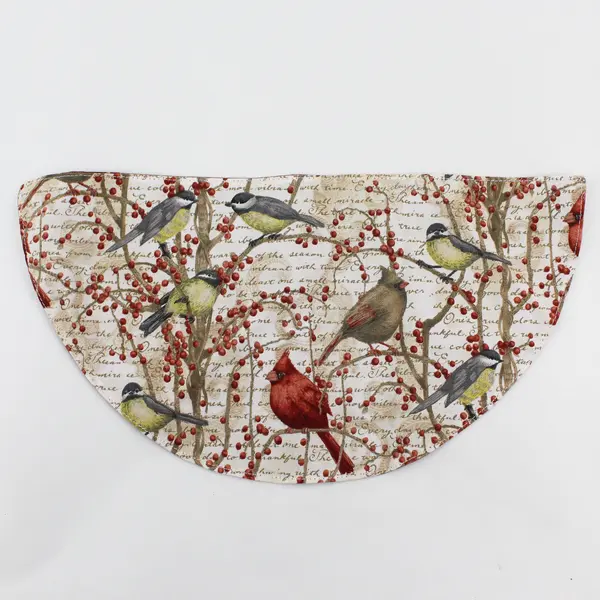 Lot of 9 Semi-Circular Winter Birds Design Placemats, all 14.8"x7.4"