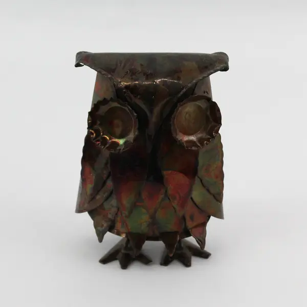 Vintage Unbranded Curtis Jere Style Small Metal Owl Sculpture 5"