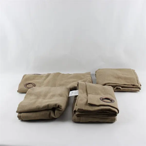 Dakota Set of 4 Taupe Brown Eyelet Curtains 50x64
