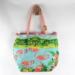Paul Brent Coastal Life Flamingo Tropical Sequined Beaded Canvas Tote Bag