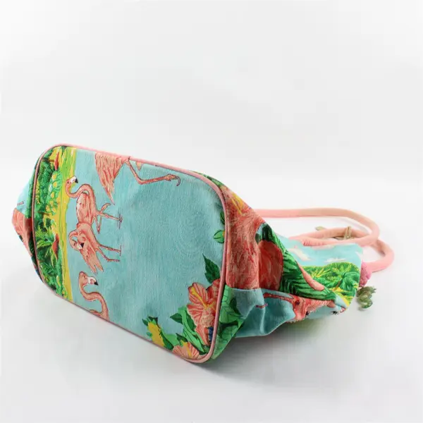 Paul Brent Coastal Life Flamingo Tropical Sequined Beaded Canvas Tote Bag
