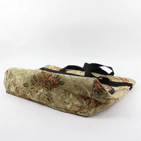 Vintage Bovano Earth-Tones Floral Tapestry Tote Bag 