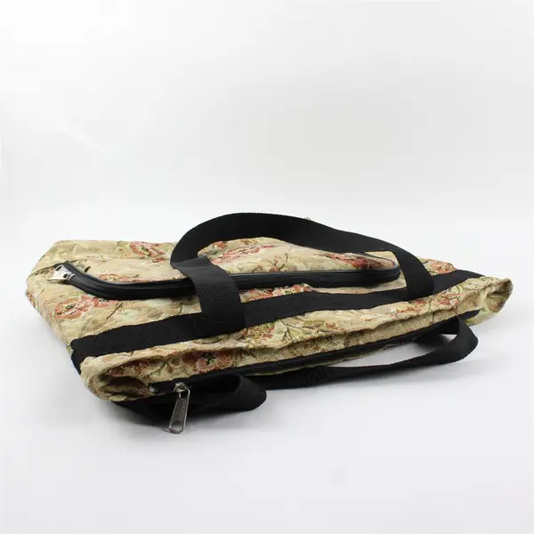 Vintage Bovano Earth-Tones Floral Tapestry Tote Bag 