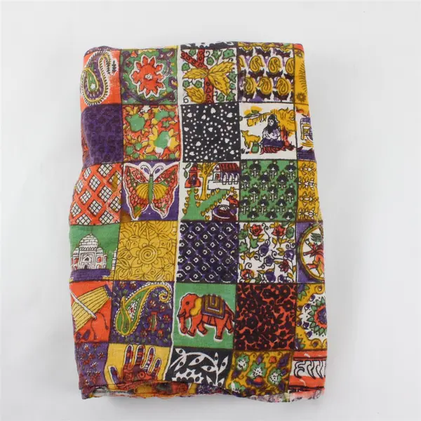 Unbranded Large Cotton Multicolor Hand-Printed Motif Tapestry 5ftx7ft