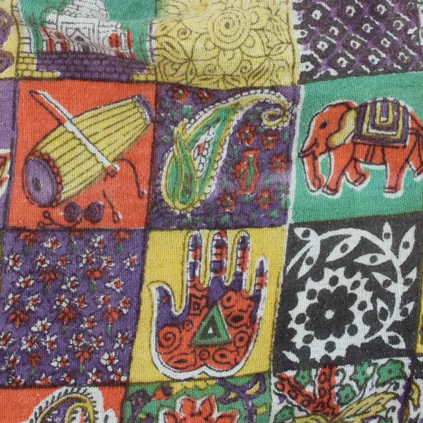 Unbranded Large Cotton Multicolor Hand-Printed Motif Tapestry 5ftx7ft