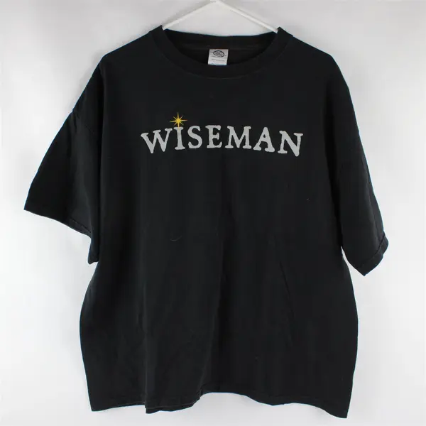 Vtg Delta Magnum Weight Adult Size XL Black "Wiseman" Graphic T-Shirt