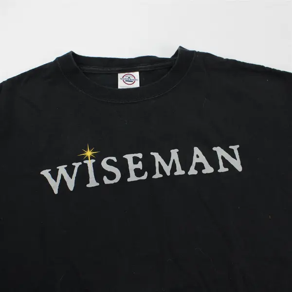 Vtg Delta Magnum Weight Adult Size XL Black "Wiseman" Graphic T-Shirt