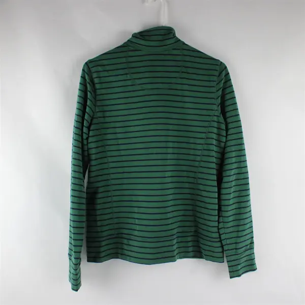 L.L. Bean 501609 Womens S Green Blue Striped Full Zip Sweater Jacket