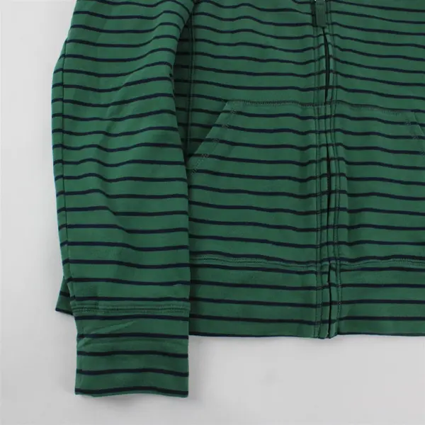 L.L. Bean 501609 Womens S Green Blue Striped Full Zip Sweater Jacket