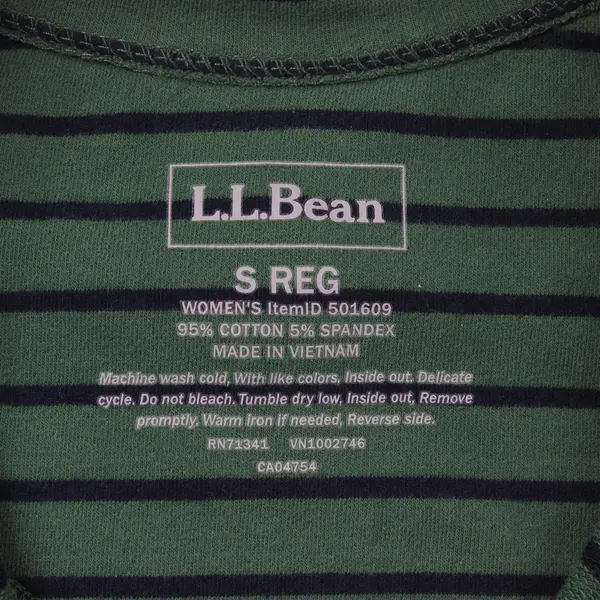 L.L. Bean 501609 Womens S Green Blue Striped Full Zip Sweater Jacket