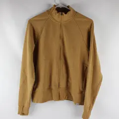 LL Bean Women's S Reg Mustard Yellow Mock Neck Full Zip Stretchy Sweater
