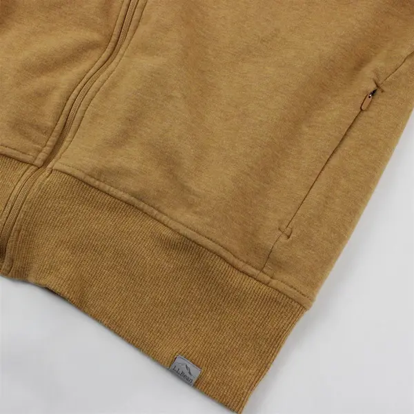 LL Bean Women's S Reg Mustard Yellow Mock Neck Full Zip Stretchy Sweater