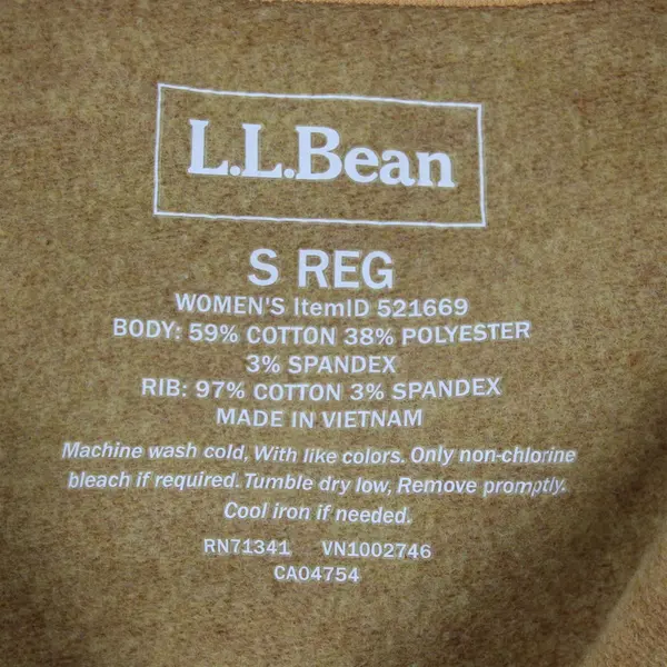 LL Bean Women's S Reg Mustard Yellow Mock Neck Full Zip Stretchy Sweater