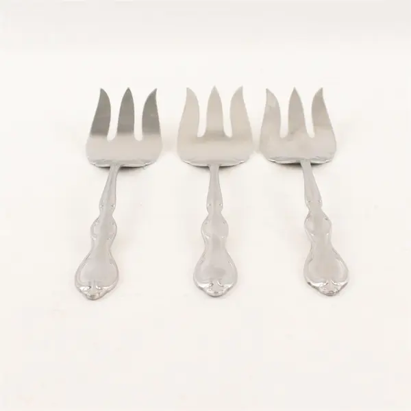 Three 1847 Rogers Bros Stainless Meat Forks- Pattern Unknown