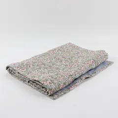 Quilted Floral Table Runner Made From Old Handkerchiefs on Light Blue 53" x 14"