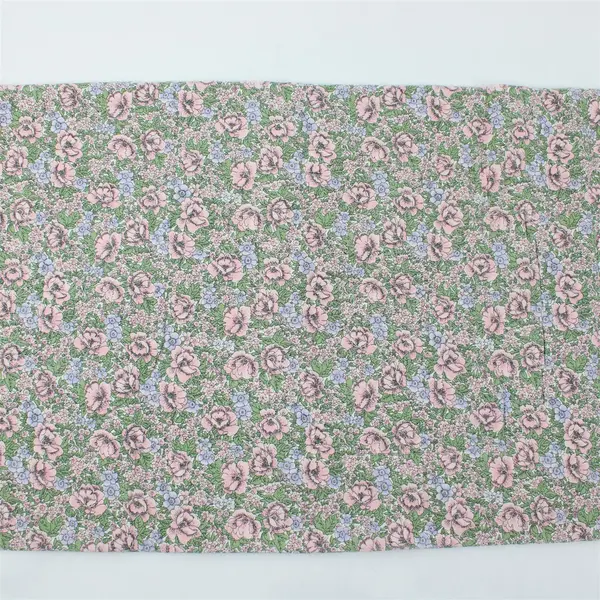 Quilted Floral Table Runner Made From Old Handkerchiefs on Light Blue 53" x 14"