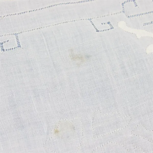 Quilted Floral Table Runner Made From Old Handkerchiefs on Light Blue 53" x 14"