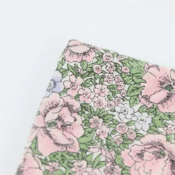 Quilted Floral Table Runner Made From Old Handkerchiefs on Light Blue 53" x 14"