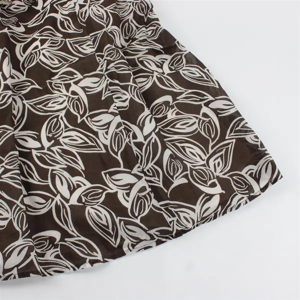 Jones New York Signature Sleeveless Leaf Print Cotton Dress Brown White Sz 8