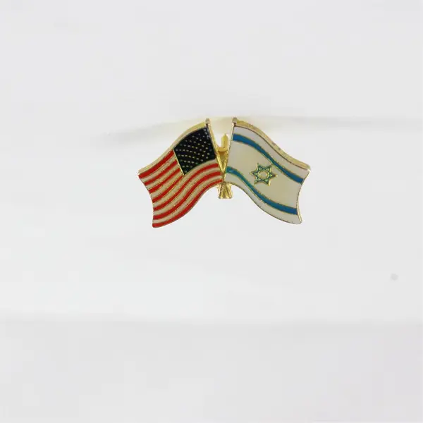 USA Israel Flags Enamel Crossed Friendship Lapel Pin 1in