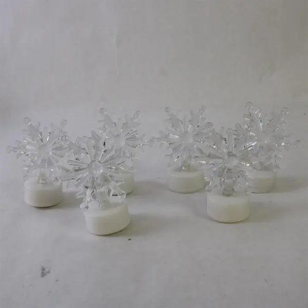 Set of 6 Color Changing Snowflake Tealights Holiday Decor