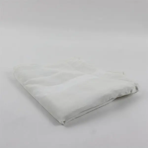 White Woven Striped Polyester Tablecloth 18in Square Drop Edge