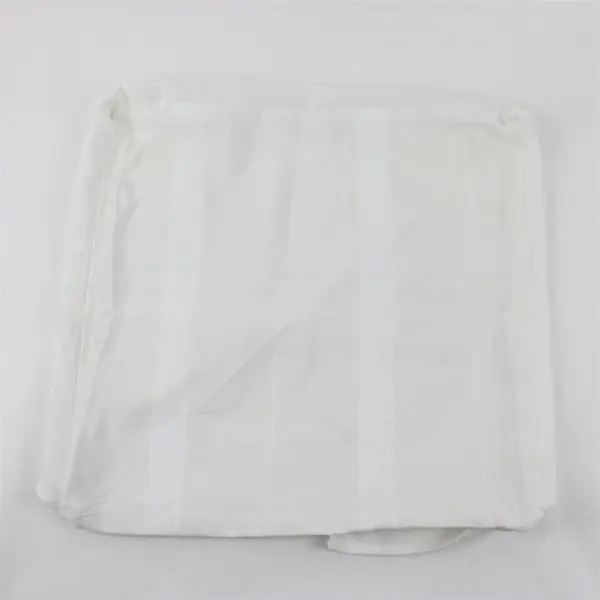 White Woven Striped Polyester Tablecloth 18in Square Drop Edge