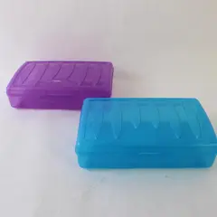 Lot of 2 Eldon Plastic Pencil Boxes Purple Blue Pre-Owned