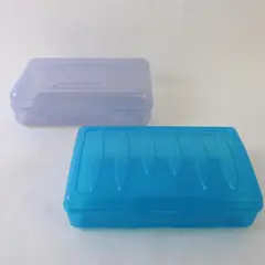 Lot of 2 Plastic Pencil Boxes Eldon USA Purple Blue Pre-Owned