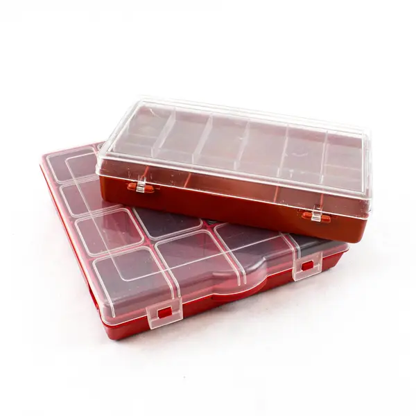 Lot of 2 Small Parts Storage Boxes Organizer 7.5x7.5x3.75