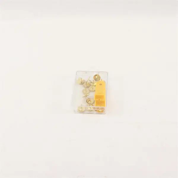 Clover NP-11 Lot of 15 Gold Thumb Tacks 2 Tack Removers Clear Box