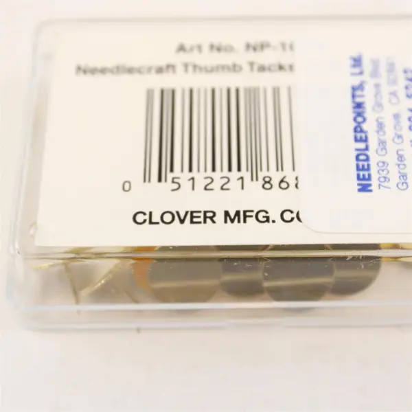 Clover NP-11 Lot of 15 Gold Thumb Tacks 2 Tack Removers Clear Box