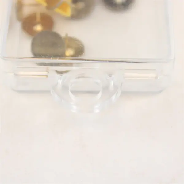 45 Gold Thumb Tacks 2 Tack Removers in Clear Plastic Box