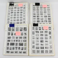 Lot of 75 Vintage H.E. Harris Worldwide Stamp Album Printed Pages, B&W 