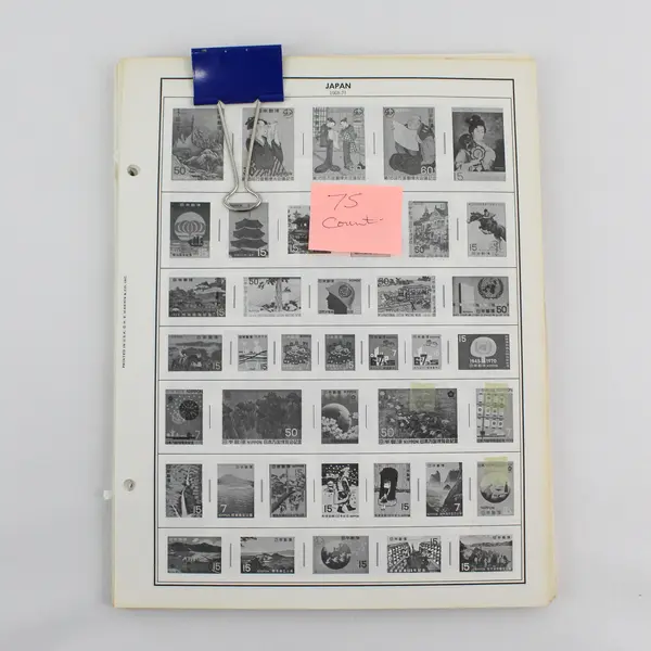 Lot of 75 Vintage H.E. Harris Worldwide Stamp Album Printed Pages, B&W 